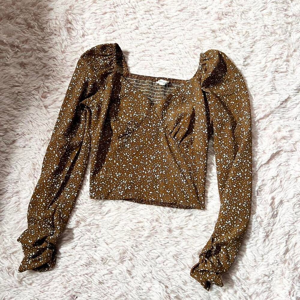 Cottage Core Boho Floral Smocked Fairycore Sweetheart Puff‎ Sleeve Ruffle Crop